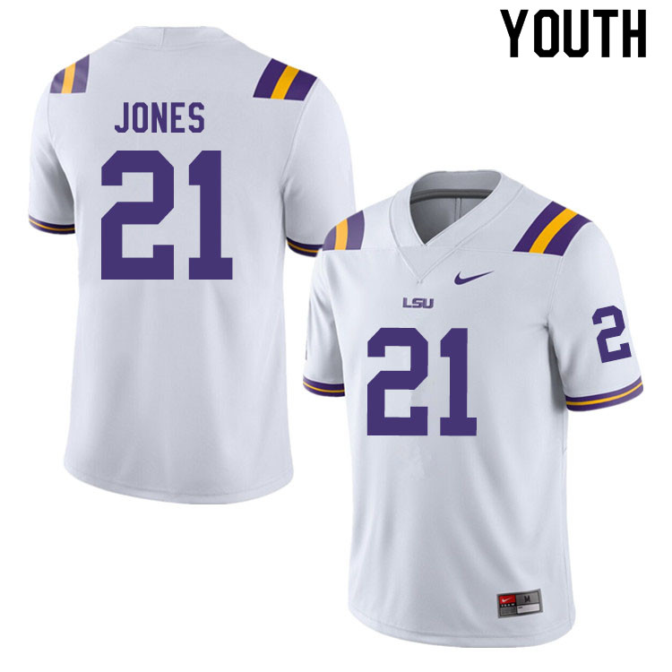 Youth #21 Kenan Jones LSU Tigers College Football Jerseys Sale-White - Click Image to Close